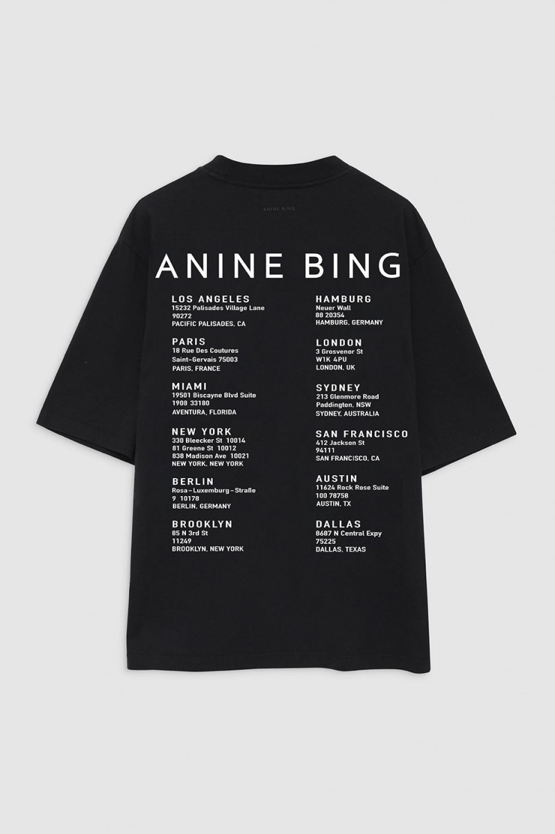 T Shirts Anine Bing Avi Smiley Noir Femme | HBU-8190070